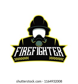 Fire Fighter logo mascot illustration vector