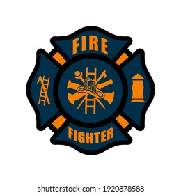 Fire fighter logo symbol vector template. Safety icon. Badge and emblem fire department symbol. Eps 10