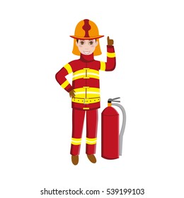 fire fighter man with fire extinguisher