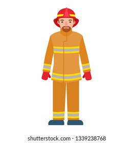 Fire Fighter Man Icon. Flat Illustration Of Fire Fighter Man Vector Icon For Web Design