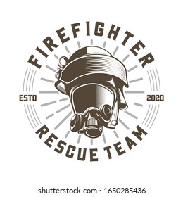 Fire fighter mask design logo vector