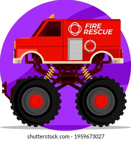 Fire Fighter Monster Box Car Flat Cartoon