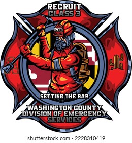 Fire fighter with red color holding bar