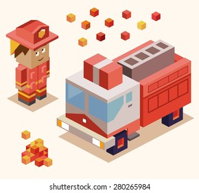 fire fighter rescue. vector illustration