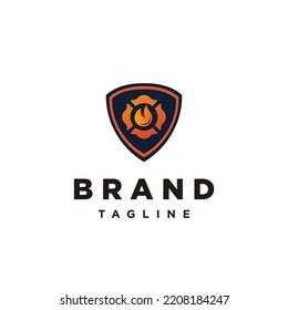 Fire Fighter Shield Badge vector icon templat