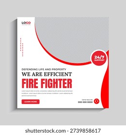 Fire Fighter Social Media Post banner template
