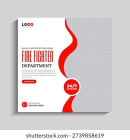 Fire Fighter Social Media Post banner template
