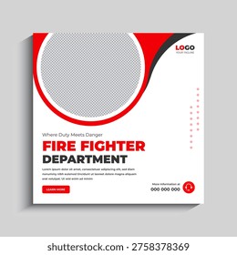 Fire Fighter Social Media Post Banner Template