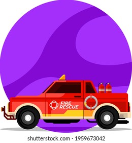 Fire Fighter SUV Car Flat Cartoon