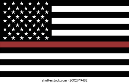 Fire Fighter Thin Red Line flag vector. The flag symbolizes pride in Fire Fighters.