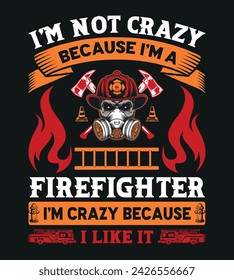 Fire Fighter T-Shirt Design With Vector And Elements