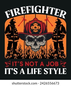 Fire Fighter T-Shirt Design With Vector And Elements