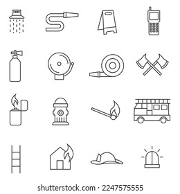 fire fighter vector icon set emergency rescue and protection icon set