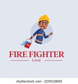 Plantilla de logotipo de mascota vectorial de combate contra incendios. 