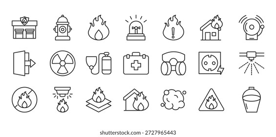 Ícone de banner da web Fire Fighter define o conceito de ilustrações vetoriais multiestilo