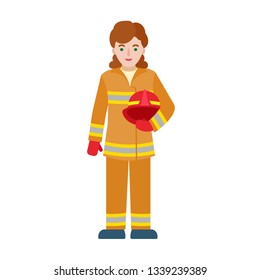 Fire fighter woman icon. Flat illustration of fire fighter woman vector icon for web design