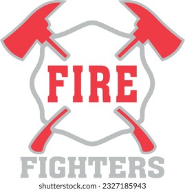 Fire Fighters with Crossed Axes Frame Template (Editable) - Vector Illustration