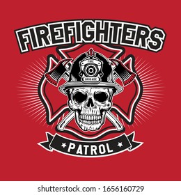 Fire Fighters Helmet Skull Emblem Badge Logo 