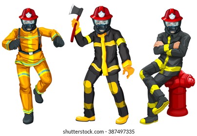 Fire fighters in uniform illustration