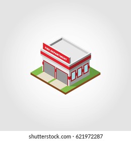 Fire Fighting Building 3D icon design vector.