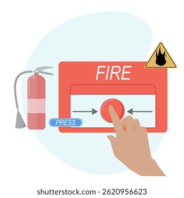 Fire Fighting Equipment, Protocols and Procedures, Fire Alarm Systems. Fire Safety Training, Fire Safety Protocols with Checklists. Modern Flat Style.