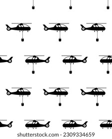 Fire Fighting Helicopter Icon Seamless Pattern, Fire Service Helicopter Icon Vector Art Illustration