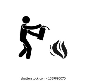 Fire Fighting Icon Pictogram Man Fire Stock Illustration 1339990073 ...