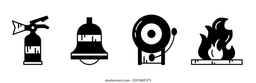 Fire fighting icon vector black and white Illustration design for business. Stock vector.