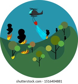 Fire fighting, illustration, vector on white background.