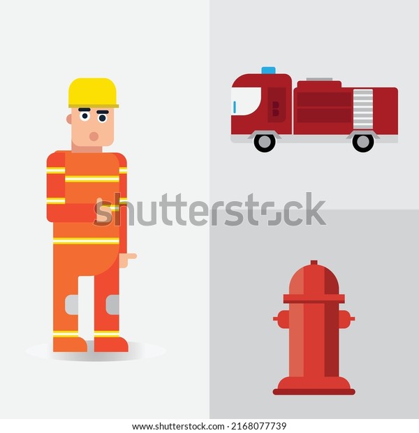 fire fighting\
illustration vector set