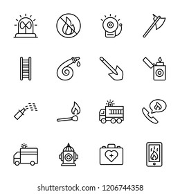 Fire Fighting Line Vector Icons 