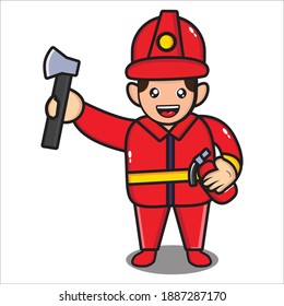 Fire fighting mascot vector design eps 10 on white background