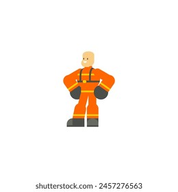 Feuerwehrpose Blaue Farbe Feuerwehrtag Feuerwehrmann