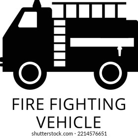 Fire fighting truck vehicles isolated vector Silhouettes