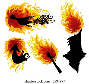 Fire Figures Abstract Vector Illustration Art