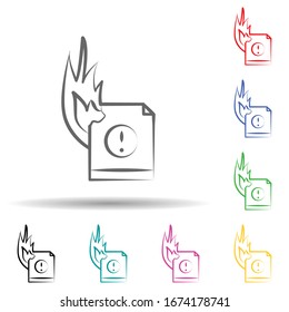 Fire file, criminal multi color set icon. Simple thin line, outline vector of mafia icons for ui and ux, website or mobile application