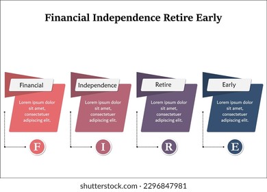 FUEGO - La Independencia Financiera se retira temprano. Plantilla de infografía con iconos y marcador de posición de descripción