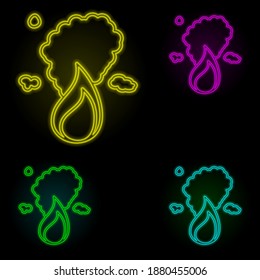 Fire, firefighter neon color set icon. Simple thin line, outline vector of firefighter icons for ui and ux, website or mobile application