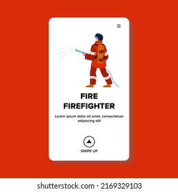 fire firefighter vector. fireman rescue, action, mask fire firefighter character. people flat cartoon illustration