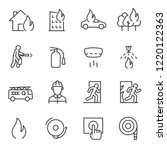 Fire and firefighting, icon set. fire prevention and elimination, linear icons. Line with editable stroke