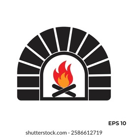 fire fireplace flat icon vector