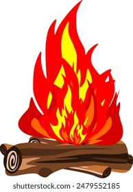  fire in a fireplace isolated on white
