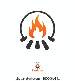 Fire or fireplace logo design element. Isolated on white background