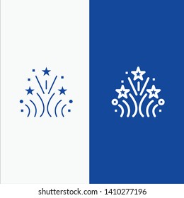 Fire, Firework, Love, Wedding Line and Glyph Solid icon Blue banner Line and Glyph Solid icon Blue banner