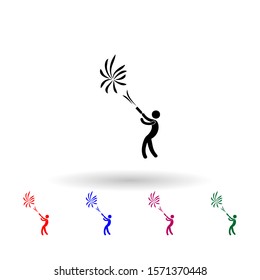 To fire firework multi color icon. Simple glyph, flat vector of party icons for ui and ux, website or mobile application
