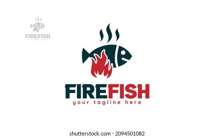 Fire fish logo design. vector