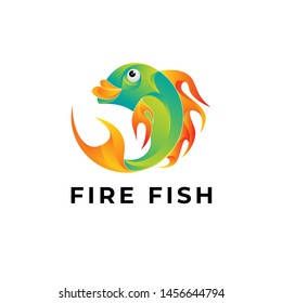 fire fish logo vector icon ilustration, burning fish logo vector icon ilustration, grilled fish logo vector icon ilustration 