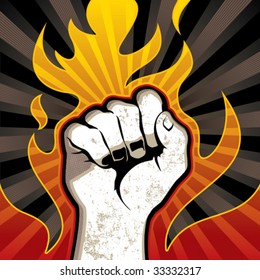 Fire fist background. Vector illustration.