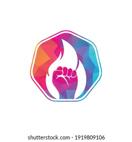  Fire Fist Logo Vector. Revolution Protest Flame Fist Symbol. Web Icon Logo Template Design Element.