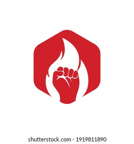  Fire Fist Logo Vector. Revolution Protest Flame Fist Symbol. Web Icon Logo Template Design Element.